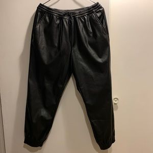 Faux Leather Joggers